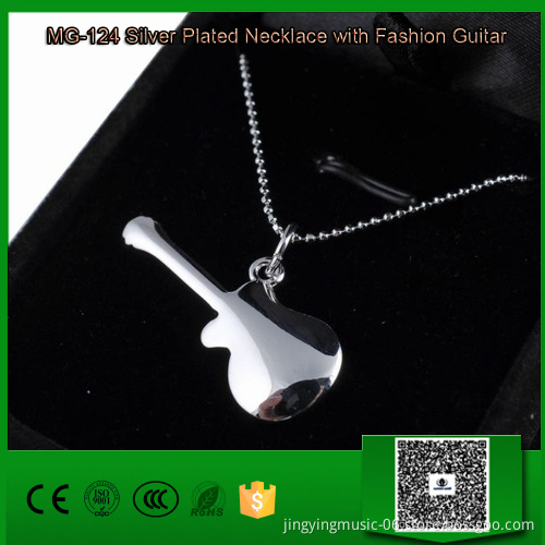 MG-124 Silver Plated Necklace with Fashion Guitar